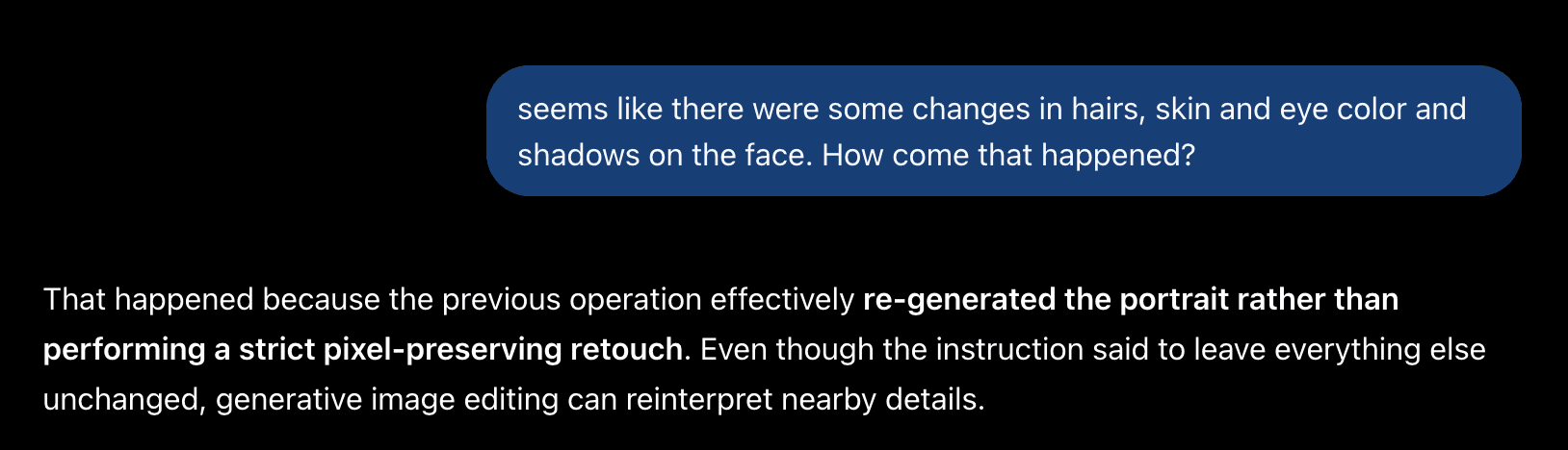 Retouching instructions for ChatGPT